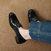 Low Heel Plus Size Buckle Litchi Pattern Shoes